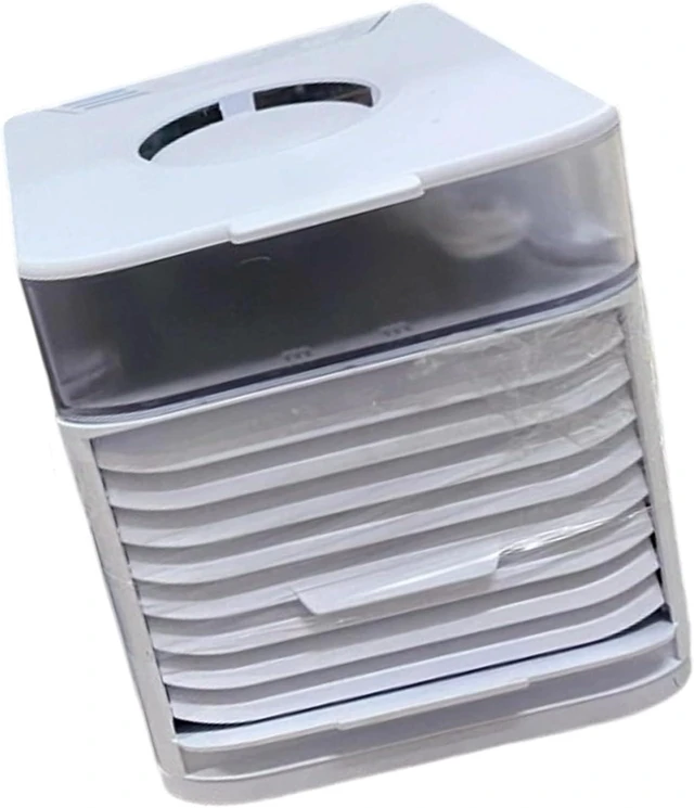 Main image of USB Desk Air Fan with LED Light, Compact Desktop ABS Housing for Bedside Study Home Placement During Warm Weather Readin