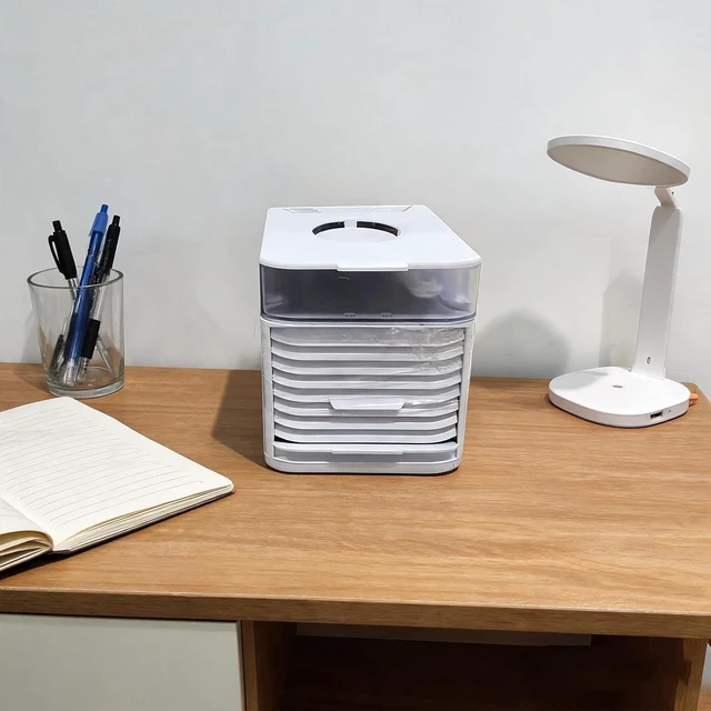Alt view image 5 of 7 - USB Desk Air Fan with LED Light, Compact Desktop ABS Housing for Bedside Study Home Placement During Warm Weather Readin
