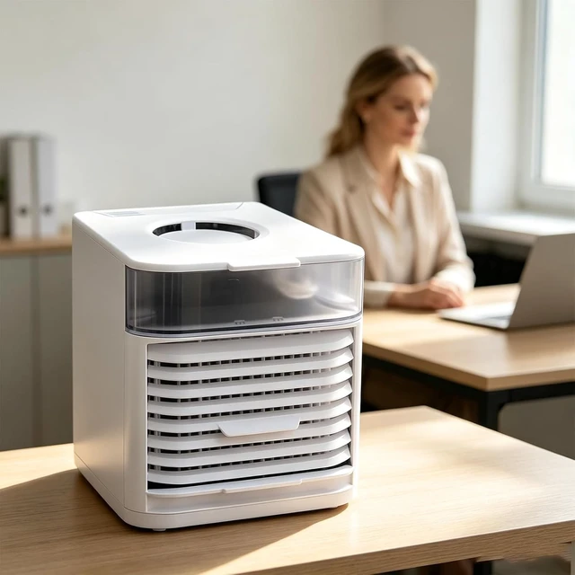 Alt view image 6 of 7 - USB Desk Air Fan with LED Light, Compact Desktop ABS Housing for Bedside Study Home Placement During Warm Weather Readin