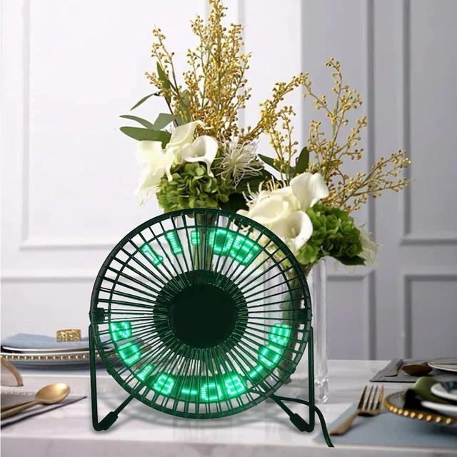 Alt view image 6 of 7 - LED USB Clock Fan Desk Fan with Real Time Clock Display Function Tabletop Fan Desktop Cooling Fan for Office Bedroom Indoor Car Travel, Black, 6 Inch Calendar