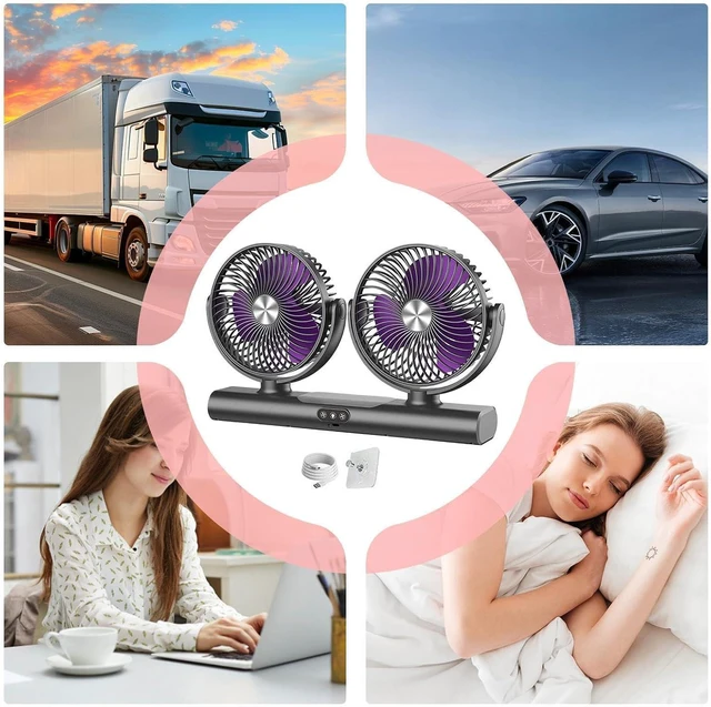 Alt view image 4 of 7 - Car Cooling Fans 3 Speed Adjustable 180 Degree Rotation