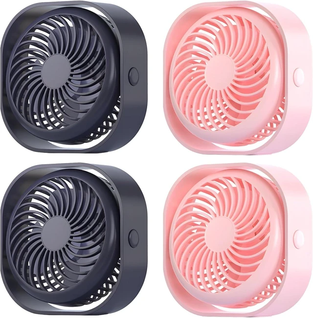 Main image of 4 Pcs Mini USB Fan with 3-Speed, Rechargeable Desktop Fans for Home, Dorm, Office, 360° Rotation, Non-Slip Base