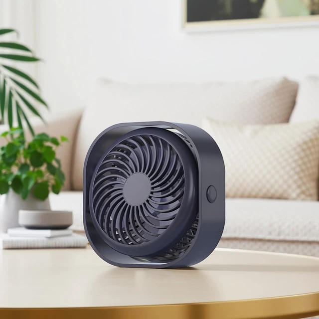 Alt view image 5 of 5 - 4 Pcs Mini USB Fan with 3-Speed, Rechargeable Desktop Fans for Home, Dorm, Office, 360° Rotation, Non-Slip Base