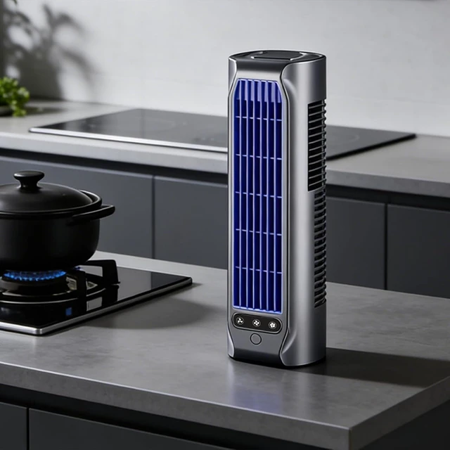 Alt view image 4 of 7 - Portable Tower Fan: Quiet USB Rechargeable Air Cooler with 3 Speeds & LED