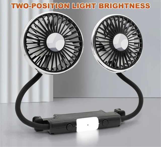 Alt view image 3 of 7 - USB Fan for Car Dual Head 360 Adjustable Type C Low Noise