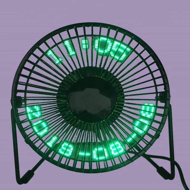 Alt view image 4 of 7 - USB Fan Desk Fan Mini LED Clock Degree Rotatable Metal Cooling Fan USB Powered Real Time Display Suitable for Office Study Bedroom Party Trave, Black, 6 Inch Calendar