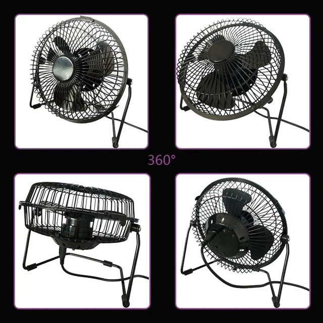 Alt view image 5 of 7 - USB Fan Desk Fan Mini LED Clock Degree Rotatable Metal Cooling Fan USB Powered Real Time Display Suitable for Office Study Bedroom Party Trave, Black, 6 Inch Calendar