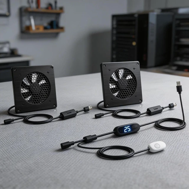 Alt view image 3 of 5 - Minhe USB Cooling Fan with Adjustable Thermostat