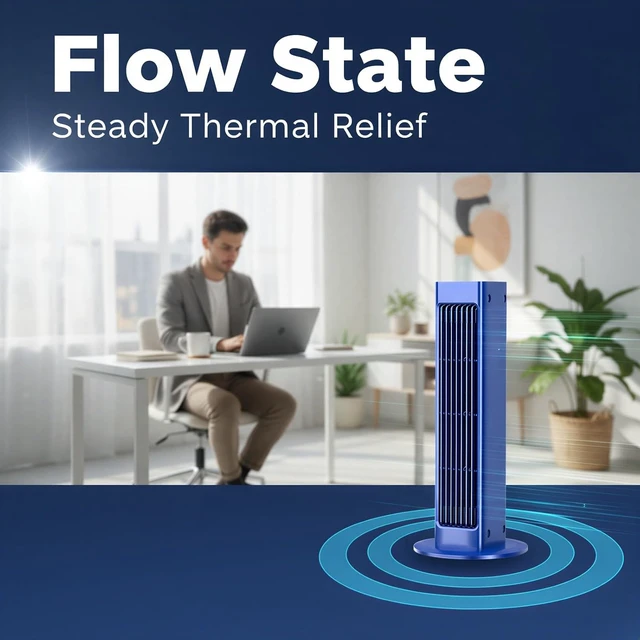Alt view image 6 of 6 - Tower Fan, Bladeless Rechargeable Cooling Fan with 3000 mAh Battery, USB and Remote Control, Quiet Oscillating Portable Air Circulator, Desktop or Wall Mount for Office, Bedroom, Home