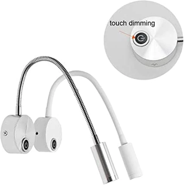 Alt view image 2 of 7 - LED Picture Light Wall Reading Light Touch Switch Dimmable Goose Neck Plug USB Lighting For Headrest Bed Night Light DC5V Reading Light
