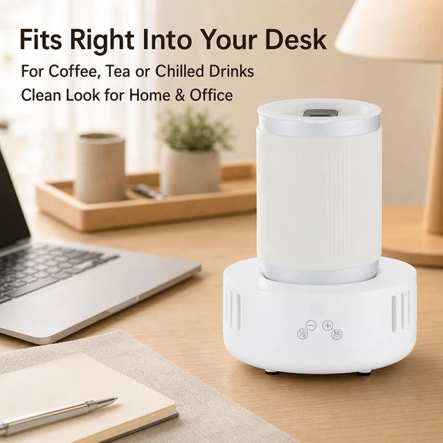 Alt view image 3 of 7 - Dual-Function Hot/Cold Coaster Cup Holder: One-Touch Controls for Cooling and Heating Beer, Coffee, and Other BeveragesPerfect for Office and Home Use