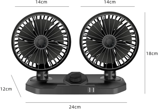 Alt view image 4 of 5 - Vehicle Fan Dual Head, Quiet Adjustable Dashboard Fan, USB Auto Cooling Fan for Car Truck Boat Home Office Bedroom