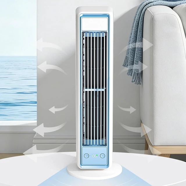 Alt view image 3 of 7 - Portable Bladeless USB Fan with 3600mAh Battery 5V 80cm Cable Tower Texture for Home Offices Travel Use Bladeless Tower