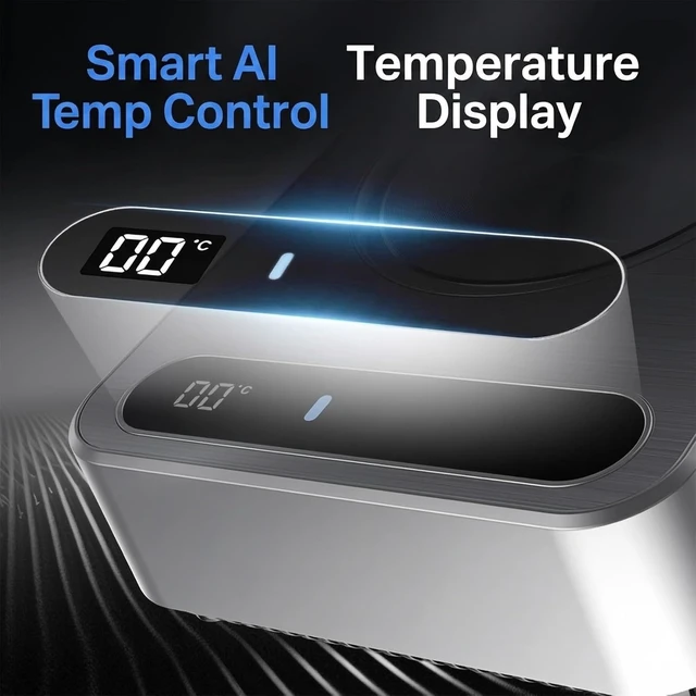 Alt view image 3 of 7 - Smart Beverage Cooler Heating Coaster with Custom Aluminum Tumbler, Desktop Electric Cup Cooler Warmer with AI Temp Control & 18H Timer, Quick Cooling Plate for Desk Office Home