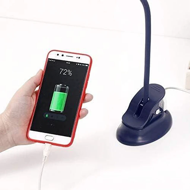 Main image of USB Rechargeable LED Table Lamp 2 Modes (Warm White LEDs) Clip Reading Light for Beds for Reading Books (Color : White) (Black)