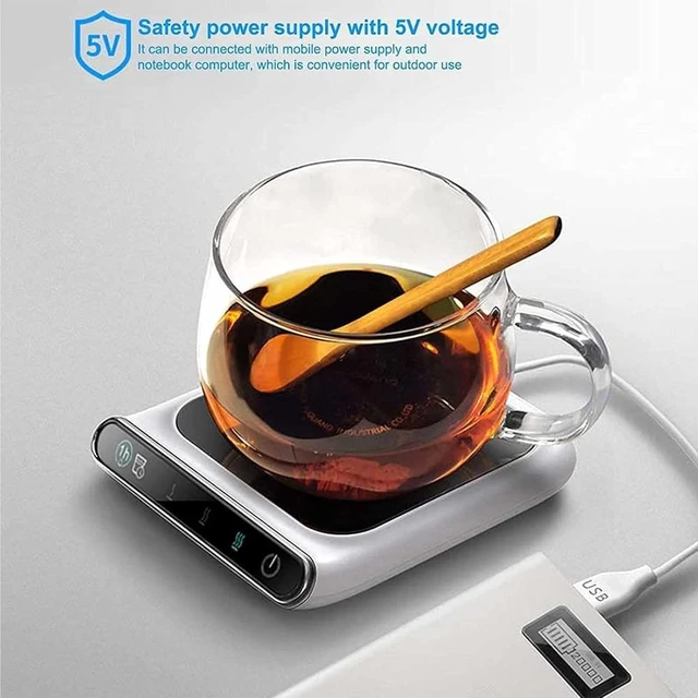Alt view image 2 of 7 - Office Insulation Thermostat Coaster, USB Heating Coaster, Dormitory Heater Base, for Heating Milk, Coffee, Scented Tea,Silver (Silver)