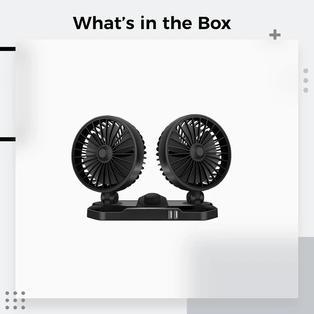 Alt view image 3 of 5 - Auto Cooling Dashboard Fan for Vehicle, Dual Head Adjustable Quiet Car Fan