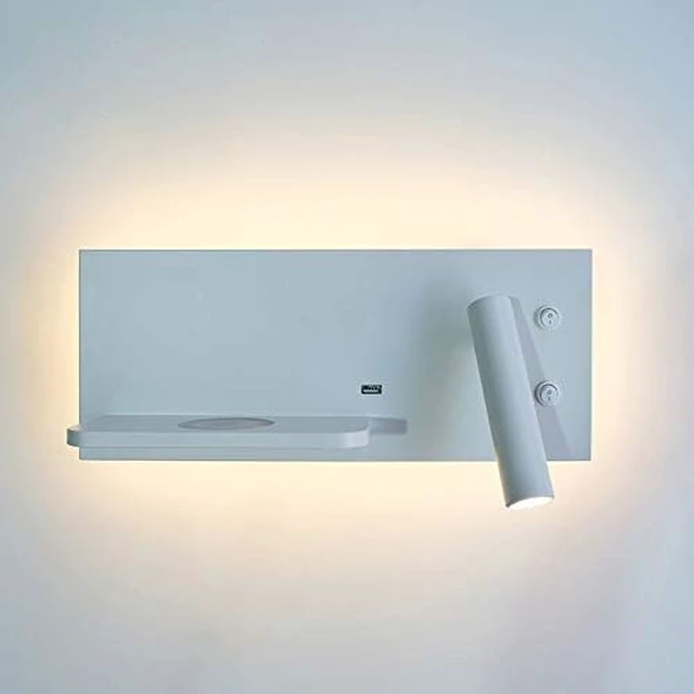 Alt view image 7 of 7 - BedroomWall Lights Hotel Loft Bed Headboard Decor Reading Light USB Dc 5v / Wirless Charger Sconces Lamp (Color Temperature : Warm White Lampshade Color : M3 Sand Nickel) (M3 Sand Nickel Nature whit