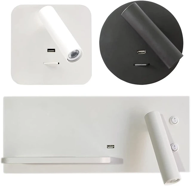 Alt view image 2 of 7 - BedroomWall Lights Hotel Loft Bed Headboard Decor Reading Light USB Dc 5v / Wirless Charger Sconces Lamp (Color Temperature : Warm White Lampshade Color : M3 Sand Nickel) (M3 Sand Nickel Nature whit