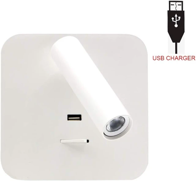 Alt view image 4 of 7 - BedroomWall Lights Hotel Loft Bed Headboard Decor Reading Light USB Dc 5v / Wirless Charger Sconces Lamp (Color Temperature : Warm White Lampshade Color : M3 Sand Nickel) (M3 Sand Nickel Nature whit