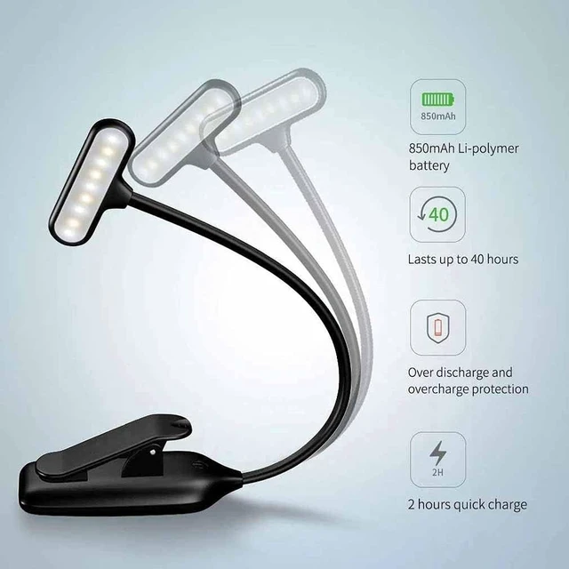 Alt view image 2 of 6 - Rechargeable LED USB Book Light Reading Light Flexible Book Lamp Dimmer Clip Table Desk Lamp Portable Clip Light (Color : B)