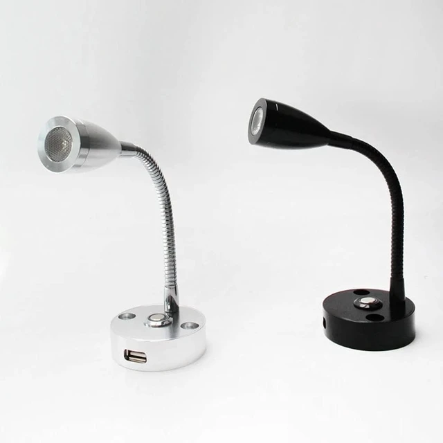 Alt view image 2 of 5 - LED ReadingUSB Black Silver Flexible Hose Modern Bedroom Living Room Study Room Aluminium (Color : B)