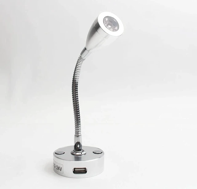 Alt view image 3 of 5 - LED ReadingUSB Black Silver Flexible Hose Modern Bedroom Living Room Study Room Aluminium (Color : B)