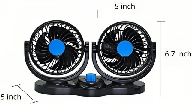 Alt view image 2 of 6 - Vehicle Fan,12V 4 Inch Dual Head 360° Rotatable car fans with 2 Speeds,Quiet Electric Fan for Trucks, Boats, SUVs, Motorhomes - Summer Cooling for Vehicles