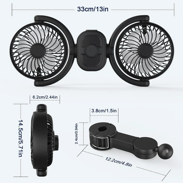 Alt view image 6 of 7 - Hayousui Dual-Head Fan for Car SUV RV Trunk