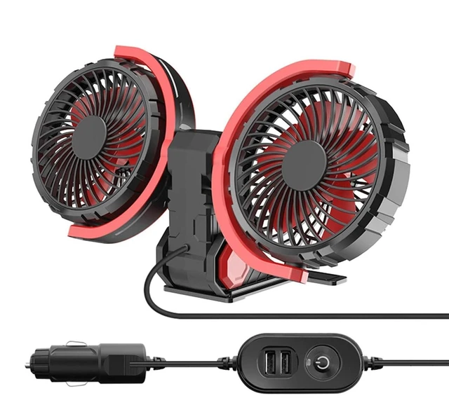 Main image of Car Fan Adjustable Rotatable Two-Head Three Wind Speeds