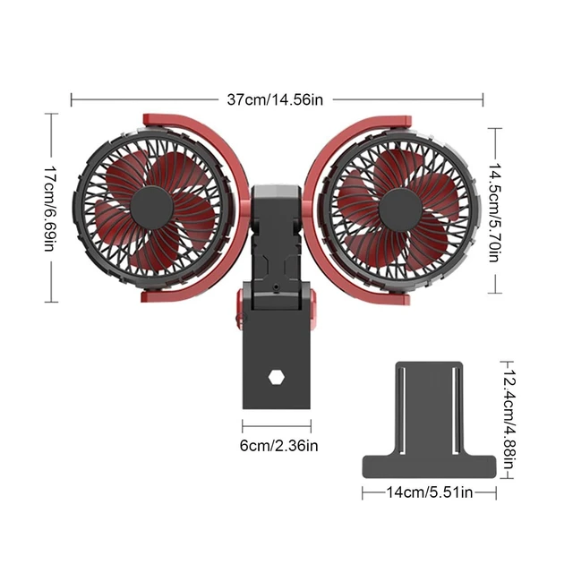 Alt view image 6 of 7 - Car Fan Adjustable Rotatable Two-Head Three Wind Speeds