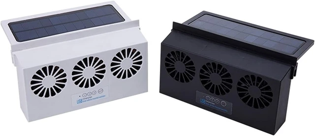 Alt view image 5 of 5 - Air Cycle Fan Solar Fan Car Changing Fan Solar Exhaust Fan USB Rustle Hot Fan(Black)