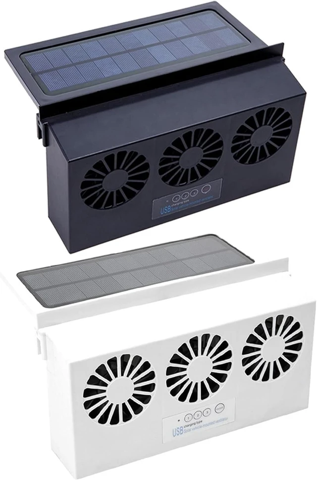 Alt view image 2 of 7 - Generation Car Ventilation USB Circulation Exhaust Fan Cooler Vehicle Cooling Tool Solar Powered Auto Air Vent Ventilator(White)