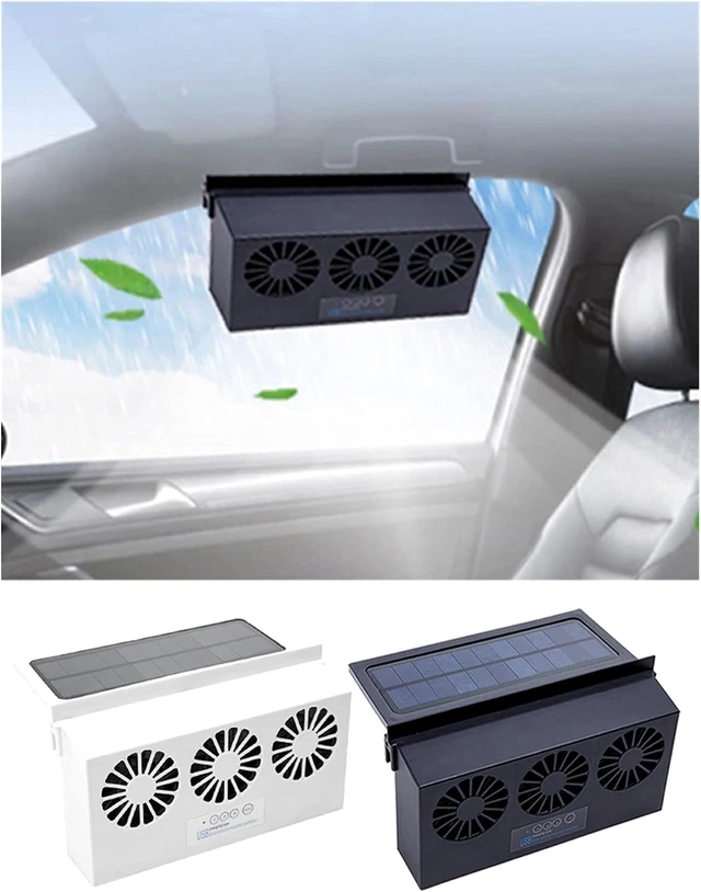 Alt view image 4 of 7 - Generation Car Ventilation USB Circulation Exhaust Fan Cooler Vehicle Cooling Tool Solar Powered Auto Air Vent Ventilator(White)