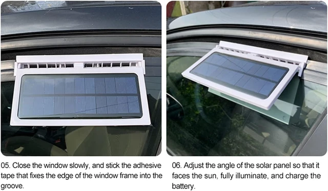 Alt view image 7 of 7 - Generation Car Ventilation USB Circulation Exhaust Fan Cooler Vehicle Cooling Tool Solar Powered Auto Air Vent Ventilator(White)
