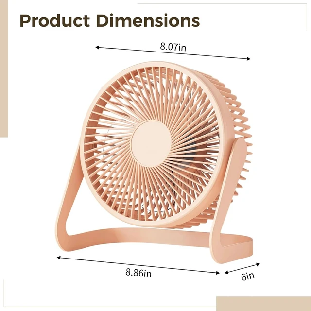 Alt view image 4 of 5 - 8 in Desktop USB Fan, Adjustable 2-Speed Desktop Cooling Fan, Portable Quiet Fan for Bedroom, Office, Study, Orange