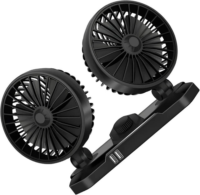Main image of Auto Cooling Dashboard Fan for Vehicle, Dual Head Adjustable Quiet Car Fan
