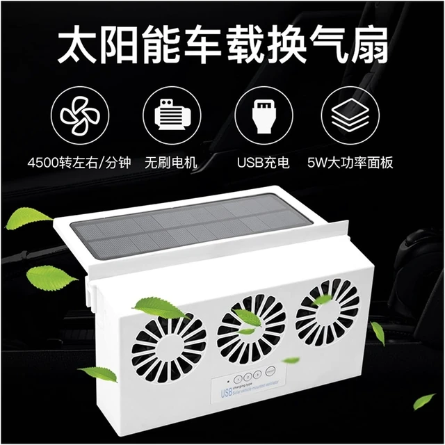 Alt view image 4 of 5 - Air Cycle Fan Solar Fan Car Changing Fan Solar Exhaust Fan USB Rustle Hot Fan(Black)