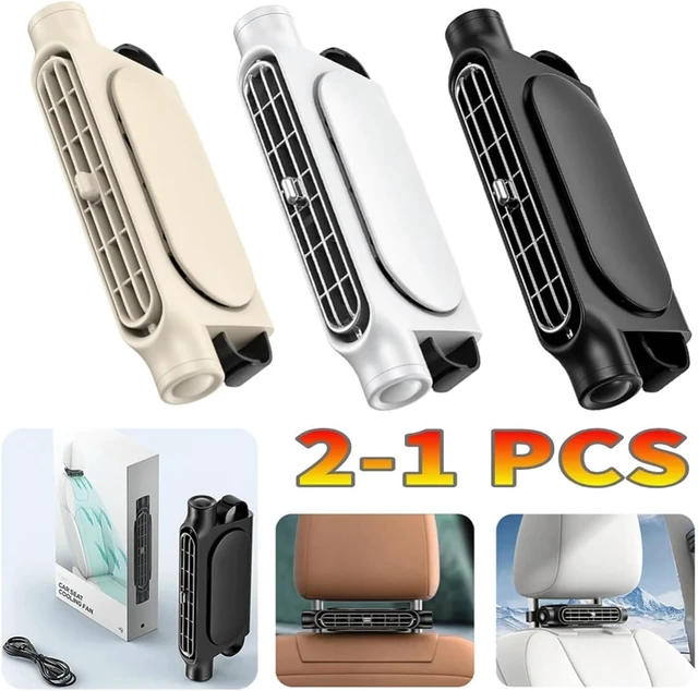 Alt view image 2 of 7 - 2-1pc Portable Car Seat Fan 3 Speeds Adjustable Car Seat Headrest Fan USB Powered Car Neck Cooler For Front Rear Seat Passenger(2PCS White)