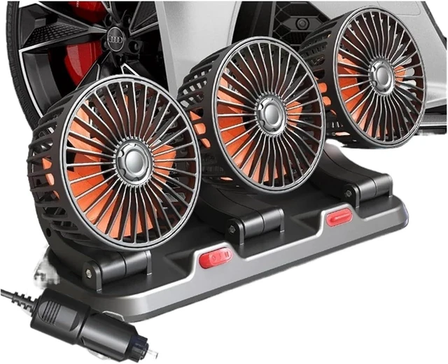 Main image of Car Fan 360° Adjustable 3 Head Air Fan Automotive Electric Fan USB/12V/24V Fan 2 Speeds Car Silent Fan For Home Desk Office&Car(3 Head 24V Car cigar)
