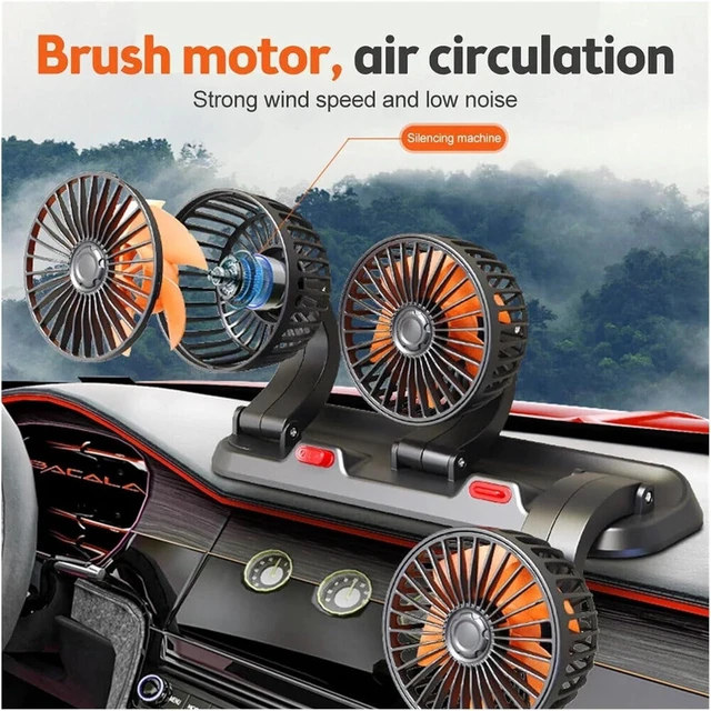 Alt view image 4 of 7 - Car Fan 360° Adjustable 3 Head Air Fan Automotive Electric Fan USB/12V/24V Fan 2 Speeds Car Silent Fan For Home Desk Office&Car(3 Head 24V Car cigar)