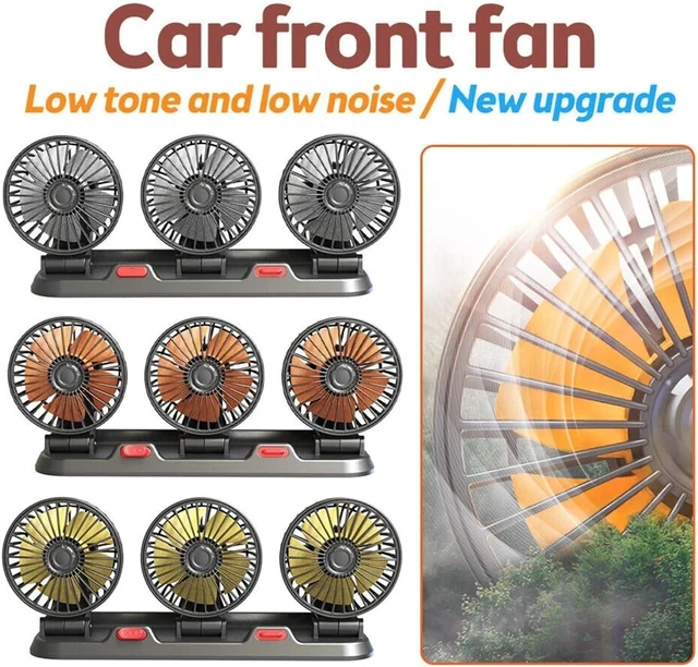Alt view image 3 of 7 - Car Fan 360° Adjustable 3 Head Air Fan Automotive Electric Fan USB/12V/24V Fan 2 Speeds Car Silent Fan For Home Desk Office&Car(3 Head 24V Car cigar)
