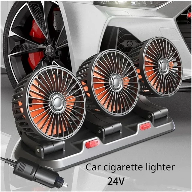 Alt view image 2 of 7 - Car Fan 5V 12V 24V Car Cooling Fan 360° Adjustable Dual Head Air Fan USB 2Speeds Automotive Electric Fan For Dashboard RV Truck(3 Head 24V Car cigar)