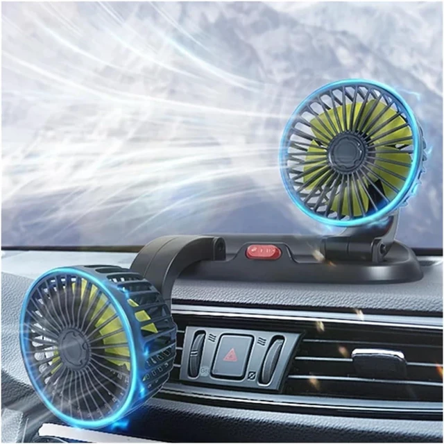 Alt view image 4 of 7 - Car Fan 5V 12V 24V Car Cooling Fan 360° Adjustable Dual Head Air Fan USB 2Speeds Automotive Electric Fan For Dashboard RV Truck(3 Head 24V Car cigar)