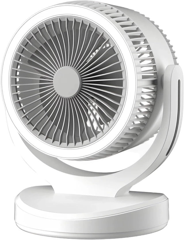 Main image of USB Rechargeable Desk Fan with Led Lamp, 3-Speed, 360° Rotate, 2400 Mah Battery, Quiet for Home/Dorm