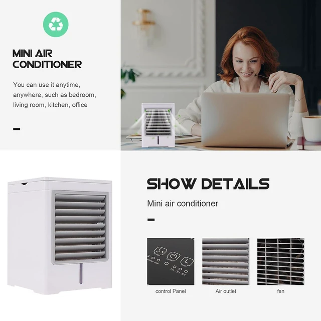 Alt view image 3 of 7 - Kichvoe Portable USB Air Cooler Fan, 3-Speed Personal Desktop Mini Cooler