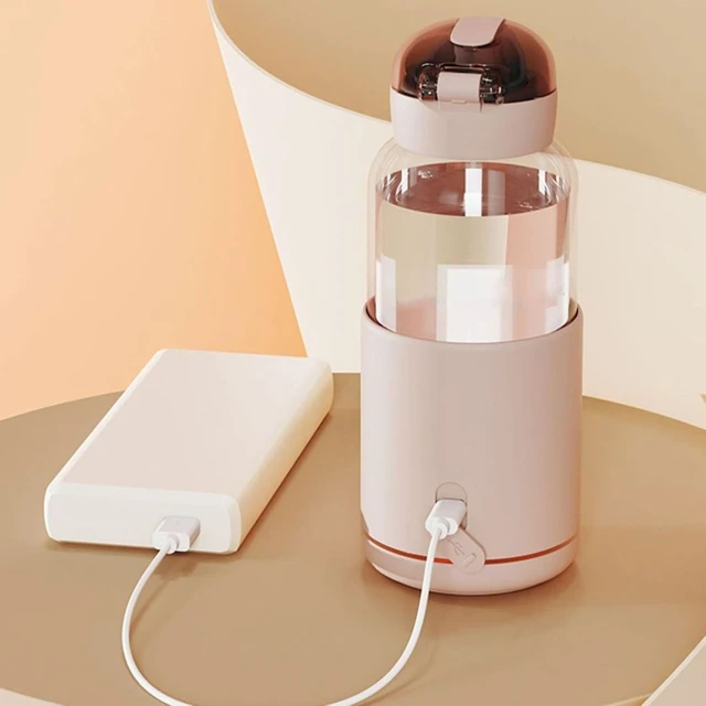 Alt view image 3 of 7 - Portable Milk Warmer, 300ML USB Rechargeable Cordless Electric Heating Bottle for Water and Milk with 5000mAh Battery, for Travel Camping Picnics