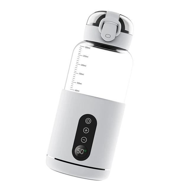 Alt view image 2 of 5 - Travel Water Warmer for Baby Formula 300ml with Temperature Display, Large Capacity Battery, Bouncing Cup Cover Design, USB Charging Cable (White)