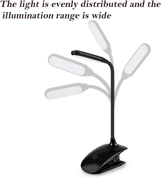 Alt view image 7 of 7 - Portable Rechargeable Reading Light USB Clip LED Lamp Touch Control Three Level Dimming 5500K 6500K Eye Care Lighting Adjustable Angle Compact Design for Home Office Study Camping Desk