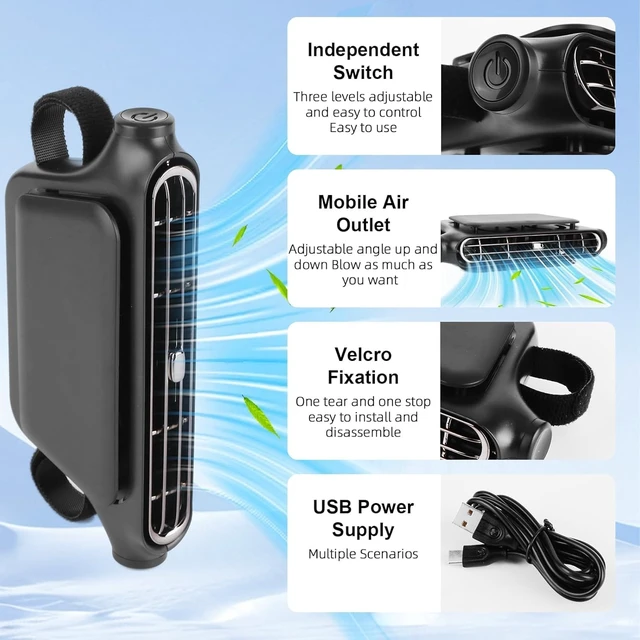 Alt view image 3 of 3 - 2-Pack Rechargeable Car Seat Fans, 3000mAh Clip-On 3-Speed Adjustable Angle Quiet Fans, Portable Air Circulator for Kids Pets Camping Travel